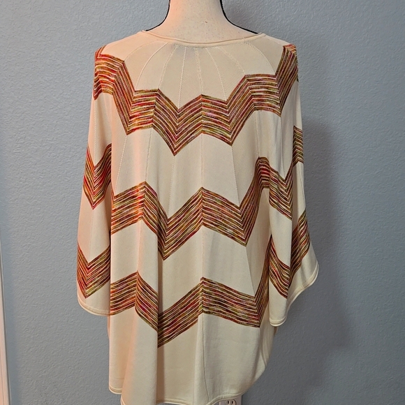 CALYPSO ST BARTH 100% Silk Striped Kimono Sleeve Poncho Style Sweater One Size - Picture 7 of 13